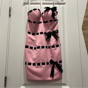 Black Pink Striped Terani Couture Mini Dress Size 10